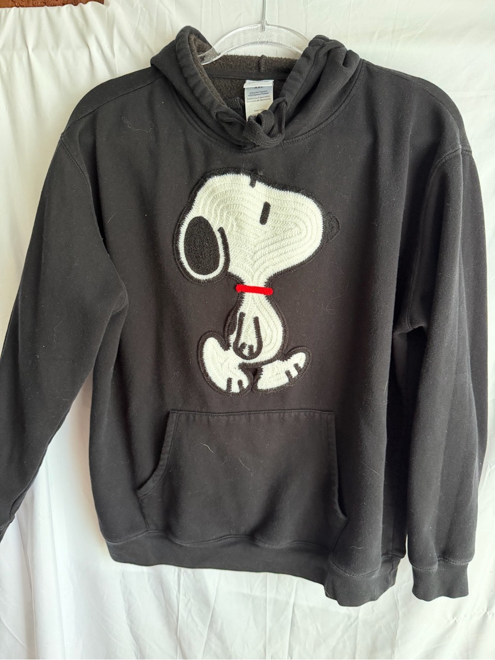 Snoopy Hoodie Sweatshirt Embroidered Licensed Peanuts Black Women's 2XL